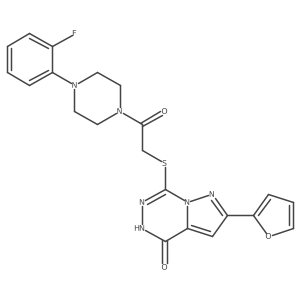 7-({2-[4-(2-fluorophenyl)piperazin-1-yl]-2-oxoethyl}thio)-2-(2-furyl)pyrazolo[1,5-d][1,2,4]triazin-4(5H)-one Structure