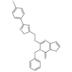 3-benzyl-2-(((3-(4-fluorophenyl)-1,2,4-oxadiazol-5-yl)methyl)thio)thieno[3,2-d]pyrimidin-4(3H)-one结构式