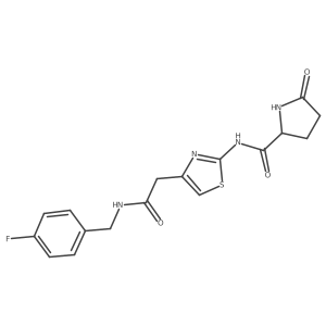 N-(4-(2-((4-fluorobenzyl)amino)-2-oxoethyl)thiazol-2-yl)-5-oxopyrrolidine-2-carboxamide Structure