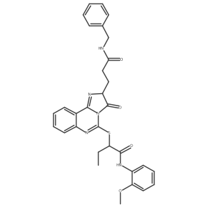 2-({2-[2-(benzylcarbamoyl)ethyl]-3-oxo-2H,3H-imidazo[1,2-c]quinazolin-5-yl}sulfanyl)-N-(2-methoxyphenyl)butanamide结构式