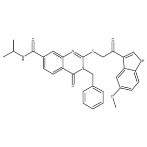 3-benzyl-2-{[2-(5-methoxy-1H-indol-3-yl)-2-oxoethyl]sulfanyl}-4-oxo-N-(propan-2-yl)-3,4-dihydroquinazoline-7-carboxamide结构式