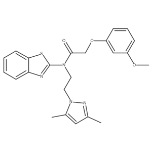 N-(benzo[d]thiazol-2-yl)-N-(2-(3,5-dimethyl-1H-pyrazol-1-yl)ethyl)-2-(3-methoxyphenoxy)acetamide结构式