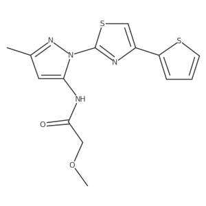 2-methoxy-N-(3-methyl-1-(4-(thiophen-2-yl)thiazol-2-yl)-1H-pyrazol-5-yl)acetamide结构式