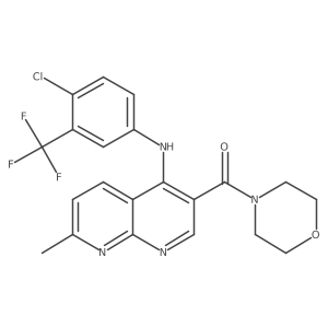 (4-((4-Chloro-3-(trifluoromethyl)phenyl)amino)-7-methyl-1,8-naphthyridin-3-yl)(morpholino)methanone Structure