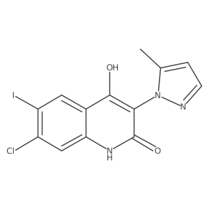 7-chloro-4-hydroxy-6-iodo-3-(5-methylpyrazol-1-yl)-1H-quinolin-2-one结构式
