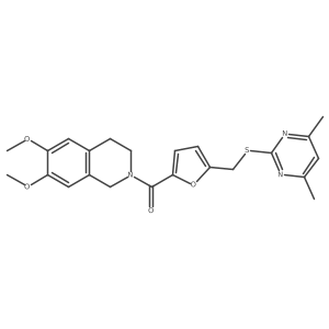 (6,7-dimethoxy-3,4-dihydroisoquinolin-2(1H)-yl)(5-{[(4,6-dimethylpyrimidin-2-yl)sulfanyl]methyl}furan-2-yl)methanone Structure