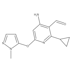 4-amino-2-cyclopropyl-6-((1-methyl-1H-pyrazol-5-yl)oxy)nicotinaldehyde结构式