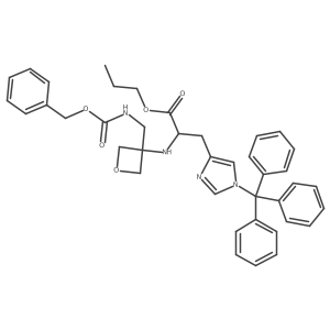 propyl Na-(3-((((benzyloxy)carbonyl)amino)methyl)oxetan-3-yl)-Nt-trityl-L-histidinate结构式