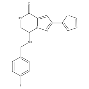 7-[(4-fluorobenzyl)amino]-2-(2-thienyl)-6,7-dihydropyrazolo[1,5-a]pyrazin-4(5H)-one Structure