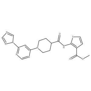 methyl 2-(1-(6-(1H-1,2,4-triazol-1-yl)pyrimidin-4-yl)piperidine-4-carboxamido)thiophene-3-carboxylate结构式