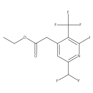 4-Pyridineacetic acid, 6-(difluoromethyl)-2-iodo-3-(trifluoromethyl)-, ethyl ester结构式