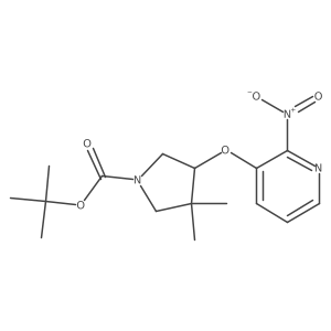 (R)-tert-butyl 3,3-dimethyl-4-[(2-nitropyridin-3-yl)oxy]pyrrolidine-1-carboxylate结构式