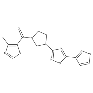 (4-Methyl-1,2,3-thiadiazol-5-yl)(3-(5-(thiophen-3-yl)-1,2,4-oxadiazol-3-yl)pyrrolidin-1-yl)methanone结构式
