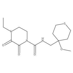 4-ethyl-N-((4-methoxytetrahydro-2H-thiopyran-4-yl)methyl)-2,3-dioxopiperazine-1-carboxamide结构式