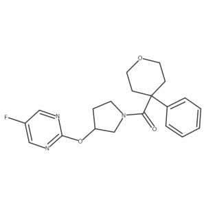(3-((5-fluoropyrimidin-2-yl)oxy)pyrrolidin-1-yl)(4-phenyltetrahydro-2H-pyran-4-yl)methanone结构式
