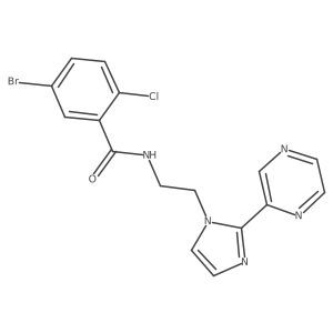 5-bromo-2-chloro-N-(2-(2-(pyrazin-2-yl)-1H-imidazol-1-yl)ethyl)benzamide结构式
