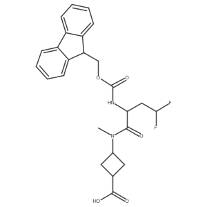 3-[2-({[(9H-fluoren-9-yl)methoxy]carbonyl}amino)-4,4-difluoro-N-methylbutanamido]cyclobutane-1-carboxylic acid结构式