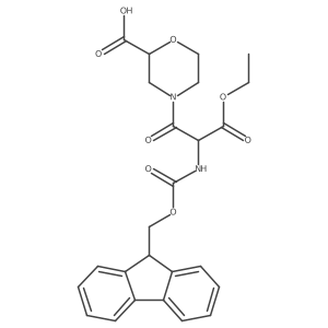 4-[3-ethoxy-2-({[(9H-fluoren-9-yl)methoxy]carbonyl}amino)-3-oxopropanoyl]morpholine-2-carboxylic acid结构式