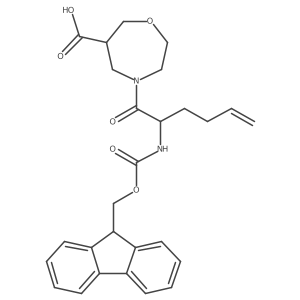 4-[2-({[(9H-fluoren-9-yl)methoxy]carbonyl}amino)hex-5-enoyl]-1,4-oxazepane-6-carboxylic acid结构式
