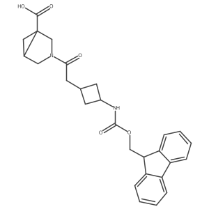 3-{2-[3-({[(9H-fluoren-9-yl)methoxy]carbonyl}amino)cyclobutyl]acetyl}-3-azabicyclo[3.1.0]hexane-1-carboxylic acid结构式