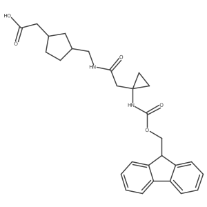 2-[3-({2-[1-({[(9H-fluoren-9-yl)methoxy]carbonyl}amino)cyclopropyl]acetamido}methyl)cyclopentyl]acetic acid结构式