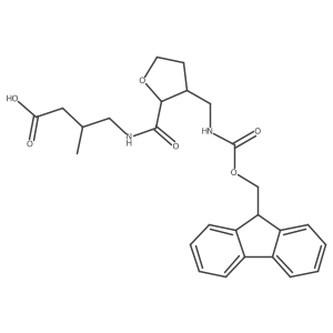 rac-4-{[(2R,3R)-3-[({[(9H-fluoren-9-yl)methoxy]carbonyl}amino)methyl]oxolan-2-yl]formamido}-3-methylbutanoic acid Structure