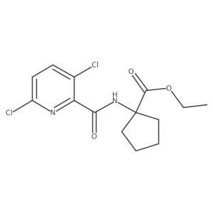Ethyl 1-(3,6-dichloropyridine-2-amido)cyclopentane-1-carboxylate结构式