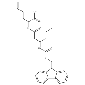 2-[(3R)-3-({[(9H-fluoren-9-yl)methoxy]carbonyl}amino)hexanamido]hex-5-enoic acid Structure