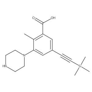 2-Methyl-3-(piperazin-1-yl)-5-[2-(trimethylsilyl)ethynyl]benzoic acid结构式