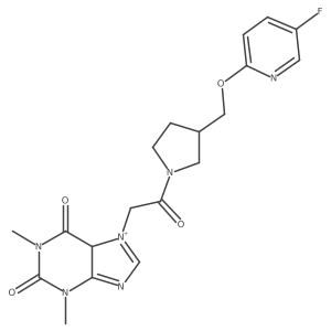 7-[2-[3-[(5-fluoropyridin-2-yl)oxymethyl]pyrrolidin-1-yl]-2-oxoethyl]-1,3-dimethyl-5H-purin-7-ium-2,6-dione Structure