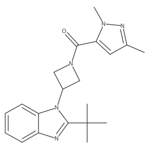 2-tert-butyl-1-[1-(1,3-dimethyl-1H-pyrazole-5-carbonyl)azetidin-3-yl]-1H-1,3-benzodiazole结构式