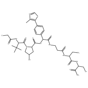 (2S,4R)-N-[2-[[3-[[(1R)-1-(aminomethyl)-2-[[(1S)-2-amino-2-oxo-1-(sulfanylmethyl)ethyl]amino]-2-oxo-ethyl]amino]-3-oxo-propyl]amino]-1-[4-(4-methylthiazol-5-yl)phenyl]-2-oxo-ethyl]-1-[(2S)-2-[(2-chloroacetyl)amino]-3,3-dimethyl-butanoyl]-4-hydroxy-pyrrolidine-2-carboxamide Structure