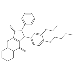 1-(4-butoxy-3-ethoxyphenyl)-2-pyridin-2-yl-4a,5,6,7,8,8a-hexahydro-1H-chromeno[2,3-c]pyrrole-3,9-dione结构式