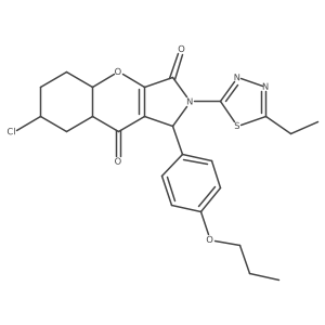 7-chloro-2-(5-ethyl-1,3,4-thiadiazol-2-yl)-1-(4-propoxyphenyl)-4a,5,6,7,8,8a-hexahydro-1H-chromeno[2,3-c]pyrrole-3,9-dione结构式