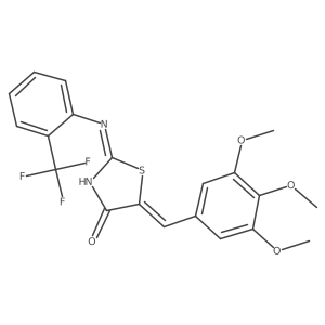 (2Z,5Z)-2-{[2-(trifluoromethyl)phenyl]imino}-5-(3,4,5-trimethoxybenzylidene)-1,3-thiazolidin-4-one结构式