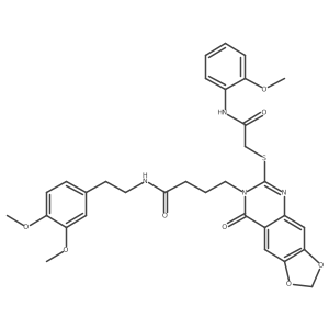 N-(3,4-dimethoxyphenethyl)-4-(6-((2-((2-methoxyphenyl)amino)-2-oxoethyl)thio)-8-oxo-[1,3]dioxolo[4,5-g]quinazolin-7(8H)-yl)butanamide Structure