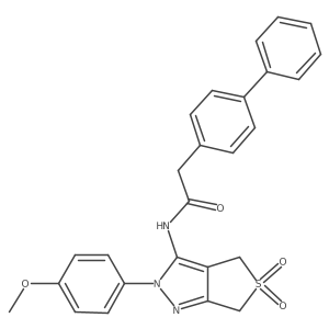 2-([1,1'-biphenyl]-4-yl)-N-(2-(4-methoxyphenyl)-5,5-dioxido-4,6-dihydro-2H-thieno[3,4-c]pyrazol-3-yl)acetamide Structure