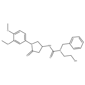 1-Benzyl-3-[1-(3,4-dimethoxyphenyl)-5-oxopyrrolidin-3-yl]-1-(2-hydroxyethyl)urea结构式