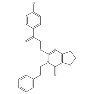 2-((2-(4-chlorophenyl)-2-oxoethyl)thio)-3-phenethyl-6,7-dihydrothieno[3,2-d]pyrimidin-4(3H)-one Structure