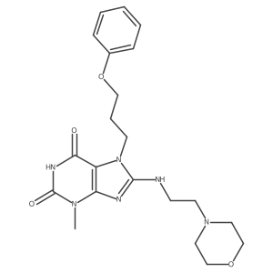3-methyl-8-((2-morpholinoethyl)amino)-7-(3-phenoxypropyl)-1H-purine-2,6(3H,7H)-dione结构式