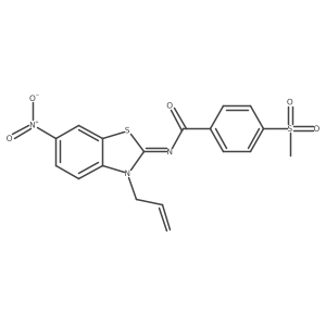(Z)-N-(3-allyl-6-nitrobenzo[d]thiazol-2(3H)-ylidene)-4-(methylsulfonyl)benzamide结构式