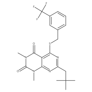 1,3-dimethyl-7-neopentyl-5-((3-(trifluoromethyl)benzyl)thio)pyrimido[4,5-d]pyrimidine-2,4(1H,3H)-dione Structure