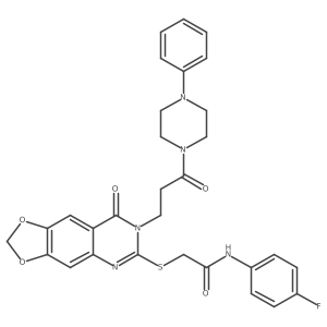 N-(4-fluorophenyl)-2-({8-oxo-7-[3-oxo-3-(4-phenylpiperazin-1-yl)propyl]-2H,7H,8H-[1,3]dioxolo[4,5-g]quinazolin-6-yl}sulfanyl)acetamide Structure