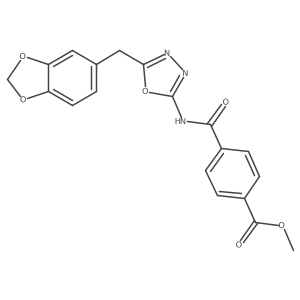 Methyl 4-((5-(benzo[d][1,3]dioxol-5-ylmethyl)-1,3,4-oxadiazol-2-yl)carbamoyl)benzoate Structure