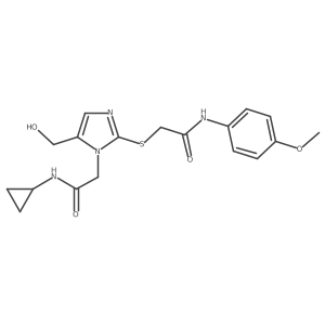 2-({1-[(cyclopropylcarbamoyl)methyl]-5-(hydroxymethyl)-1H-imidazol-2-yl}sulfanyl)-N-(4-methoxyphenyl)acetamide结构式