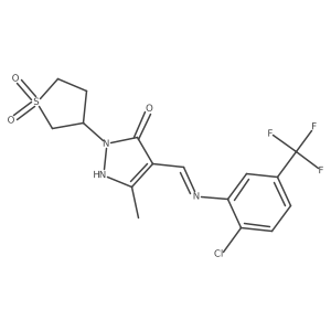 (4E)-4-({[2-chloro-5-(trifluoromethyl)phenyl]amino}methylidene)-2-(1,1-dioxidotetrahydrothiophen-3-yl)-5-methyl-2,4-dihydro-3H-pyrazol-3-one结构式