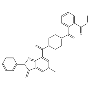 methyl 2-(4-(5-methyl-3-oxo-2-phenyl-3,5-dihydro-2H-pyrazolo[4,3-c]pyridine-7-carbonyl)piperazine-1-carbonyl)benzoate Structure