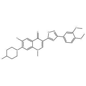 3-(3-(3,4-dimethoxyphenyl)-1,2,4-oxadiazol-5-yl)-6-fluoro-1-methyl-7-(4-methylpiperidin-1-yl)quinolin-4(1H)-one Structure