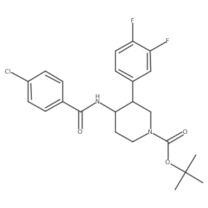 rel-1,1-Dimethylethyl (3R,4R)-4-[(4-chlorobenzoyl)amino]-3-(3,4-difluorophenyl)-1-piperidinecarboxylate结构式