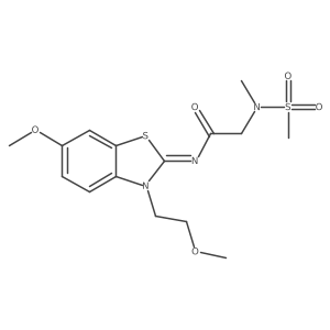 (E)-N-(6-methoxy-3-(2-methoxyethyl)benzo[d]thiazol-2(3H)-ylidene)-2-(N-methylmethylsulfonamido)acetamide结构式